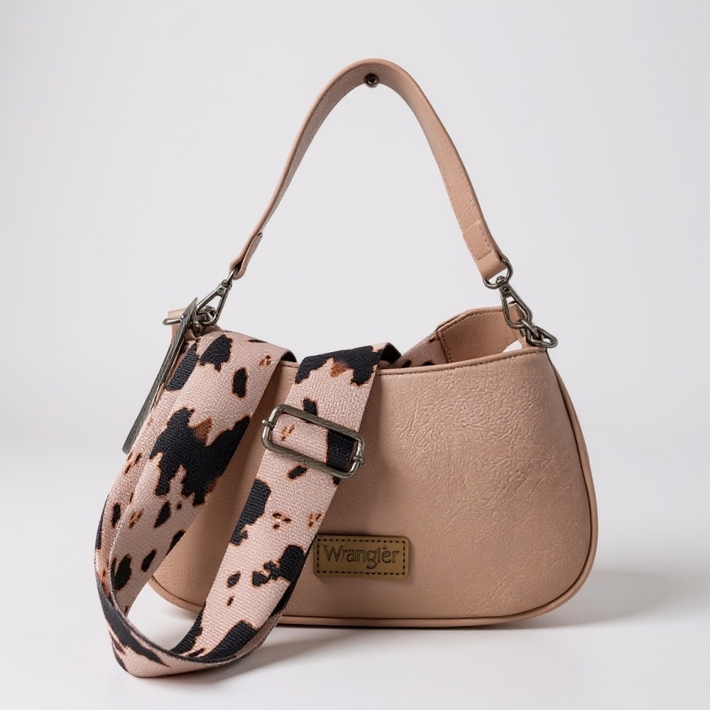 Wrangler Blush Pink Shoulder Crossbody Bag with Animal Print Strap NWT